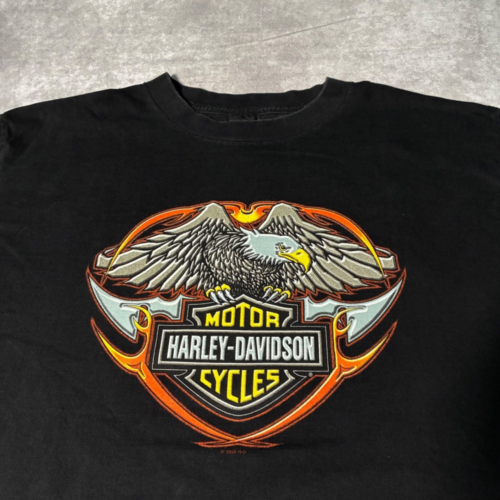Vintage 1998 Harley-Davidson Powertrain Tour Milwaukee Eagle T-Shirt XL Black